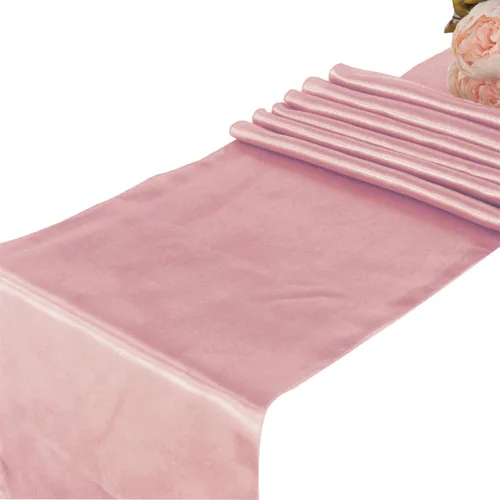 Welmatch - Camino de mesa de satén rosa rubor, 5 piezas para decoración de banquetes de boda, fiesta, evento (rosa rubor, 5)