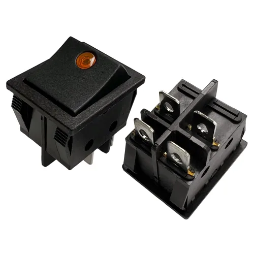 Miniatura 17 de Interruptor basculante DPST On-Off Unilluminated Negro 4 Pin 1.220x0.984 in Rectangular Snap-in Interruptor de alimentación de palanca