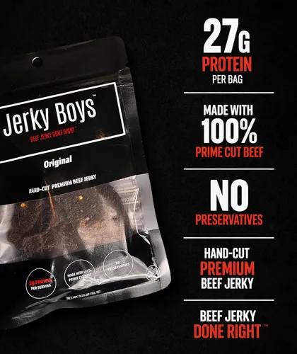 Miniatura 6 de Jerky Boys - Bocadillo de carne de res bajo en calorías, bajo en carbohidratos, sin conservantes, alto en proteínas - Sabor ORIGINAL 3.25oz