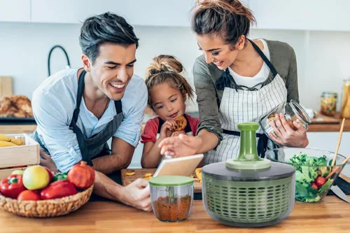 Miniatura 9 de Brieftons Ensalada Spinner y Chopper: Grande 6.3-Qt lechuga Verduras Lavadora Secadora, 0.95-Qt Chopper Mezclador, Almacenamiento compacto, Fácil