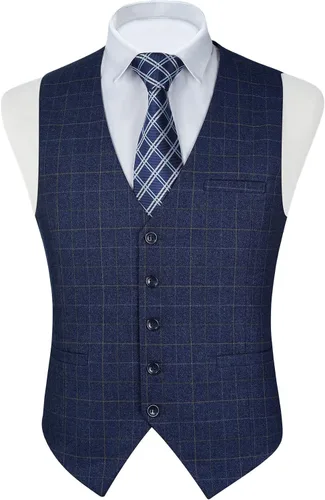 FAIMO Suit Vest for Men Formal, Mens Vest Dress Tweed Waistcoat for Tuxedo Vest for Party Wedding Business(XS-4XL)