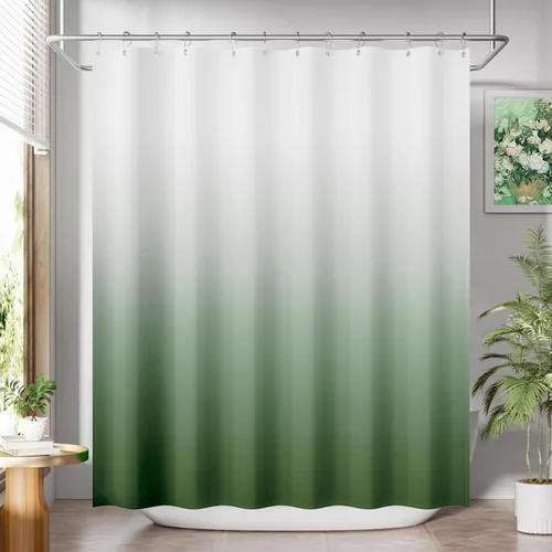Miniatura 11 de AmazerBath Cortina de ducha azul, juegos de cortinas de ducha geométricas de tela con 12 ganchos para cortina de ducha, cortinas de ducha de Rayas