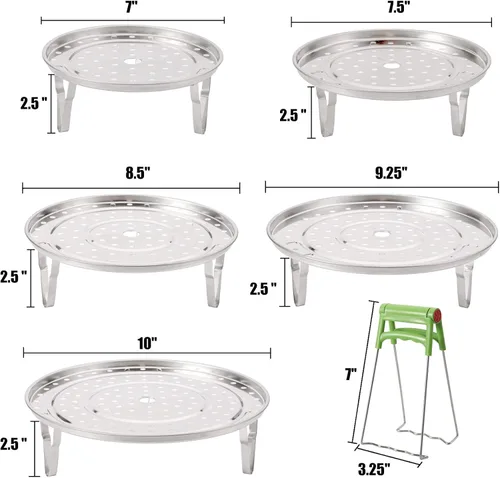 Miniatura 2 de Yesland Estante de vapor de acero inoxidable 304 de 5 tamaños, estante para olla a presión y estante de refrigeración con patas desmontables
