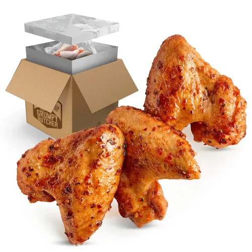 Miniatura 12 de Grumpy Butcher Heritage - Alitas de pollo cocinadas y aptas para microondas, paquete de 2 (20 onzas cada una), con ajo y parmesano de primera