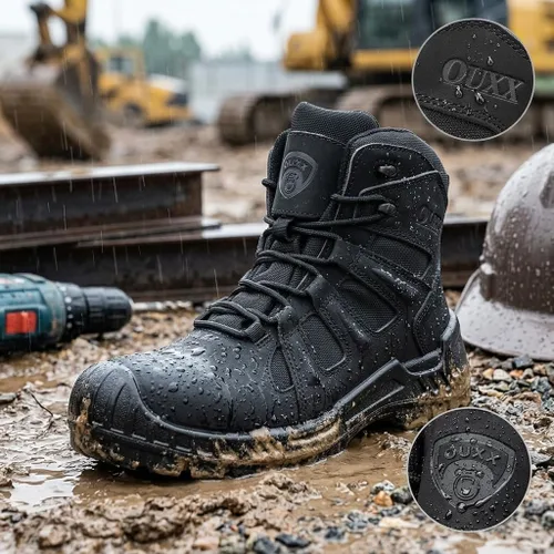 Miniatura 3 de Botas de trabajo con punta compuesta para hombres, zapatos de seguridad ASTM F2413, sin metal, bota antideslizante (OX4603)