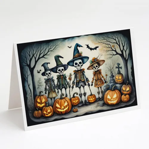 Miniatura 43 de Caroline's Treasures DAC2223GCA7P - Tarjetas de felicitación y sobres de Halloween espeluznantes de gato negro, paquete de 8 tarjetas en blanco