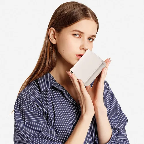 Miniatura 5 de SENDEFN Carteras pequeñas para tarjetas de crédito para mujer, llavero de cuero con bloqueo RFID, bolsillo con cremallera de tres pliegues, monedero