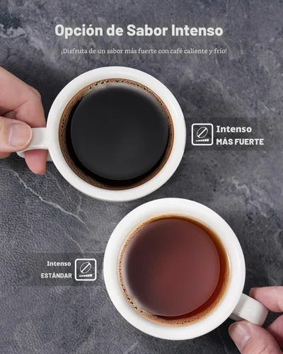 Miniatura 6 de Cafetera para café caliente y helado con configuración fuerte, cafetera de una sola porción para cápsulas K-Cup y café molido, tanque de agua Negro