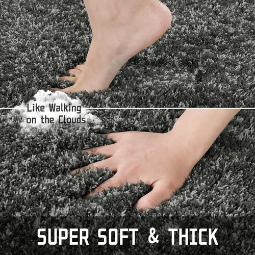 Miniatura 4 de Yimobra Alfombras de baño antideslizantes lavables 36x24, alfombras de baño ultra suaves y absorbentes de agua, alfombra de ducha de felpa para Gris