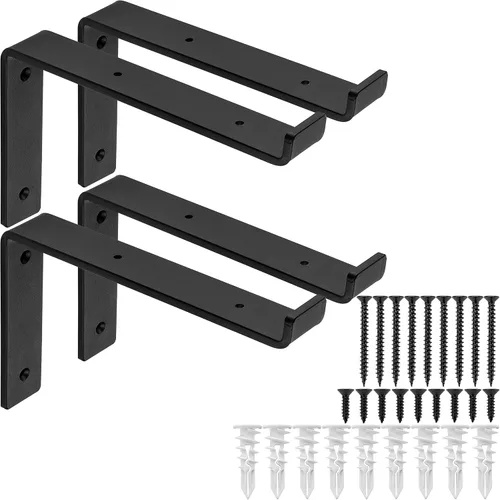 Miniatura 5 de Soportes de estante, resistentes, rústicos, de hierro, para estantería flotante, 4 unidades, incluye herramienta