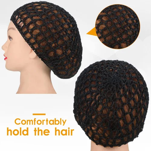 Miniatura 4 de Geyoga 2 piezas de redecilla de malla de ganchillo para cabello de rayón tejido, gorro tipo redecilla con cubierta de ganchillo, gorros de ducha