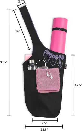 Miniatura 4 de Bolsa para esterilla de yoga: bolsa de yoga versátil con correas para alfombrilla y bolsillos de almacenamiento, sostiene esterillas de yoga y Negro