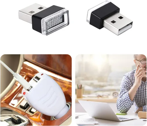 Miniatura 6 de 7 piezas de mini luces LED USB para interior del automóvil, luces LED USB para atmósfera, enchufable, 5 V, luz USB universal, kit de iluminación