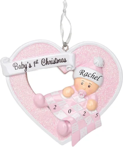 Miniatura 7 de Adorno de la primera Navidad del bebé 2025 – Recuerdo personalizado de las fiestas – Adorno personalizado de mi primera Navidad para bebé y nieto