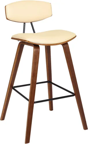 Miniatura 27 de Armen Living Fox - Taburete de bar moderno de mediados de siglo de piel sintética gris y madera negra de 25.5 pulgadas Piel sintética gris/negro