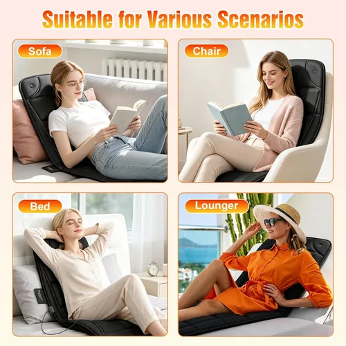 Miniatura 9 de Full Body Massage Mat with Heat, Vibration Back Massage Pad with 10 Motors 3 Heating Levels Timer, Full Body Massager for Bed Chair Sofa, Father‘s