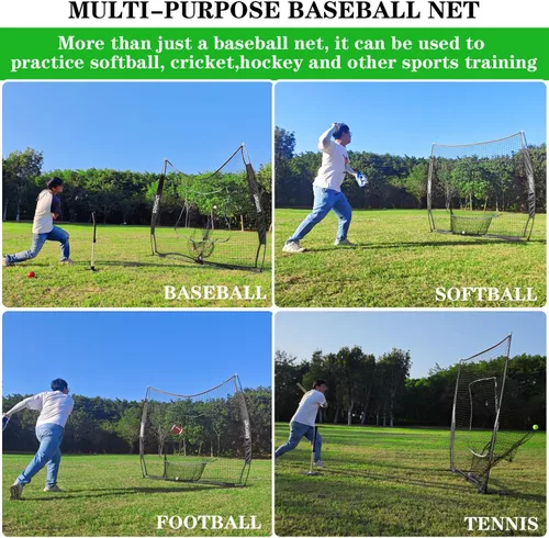 Miniatura 5 de 7x7ft/8x8ft Baseball Softball Net with Steel Frame for Batting, Hitting, Pitching, Portable Baseball Batting Net with Carry Bag, Great for All Levels