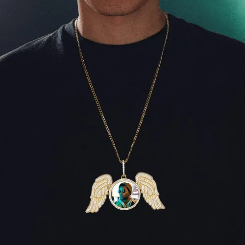 Miniatura 3 de Collar con colgante de plata de ley 925 para hombre, collar personalizado con foto, collares de plata de ley brillantes para mujer, collar de imagen