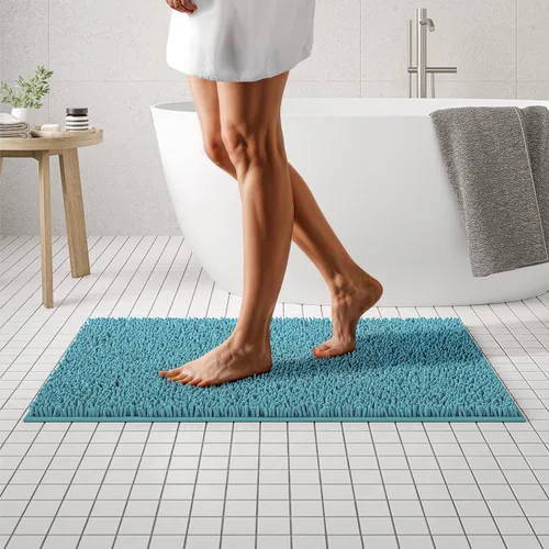 Miniatura 30 de MAYSHINE Alfombra de Baño de Chenilla Afelpada Extra Suave, Súper Absorbente, Alfombra de Baño Antideslizante Microfibra Esponjosa