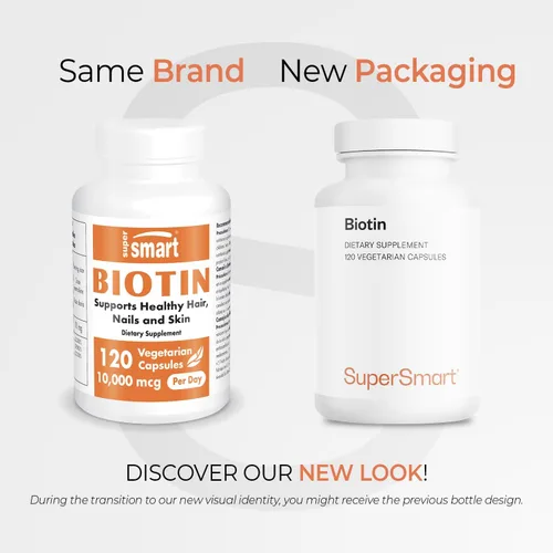 Miniatura 2 de Supersmart - Biotina 10,000mcg / 0.35 oz por día (alta potencia) - Suplemento de biotina de vitamina B7 - Cabello saludable, piel y uñas Sin OMG