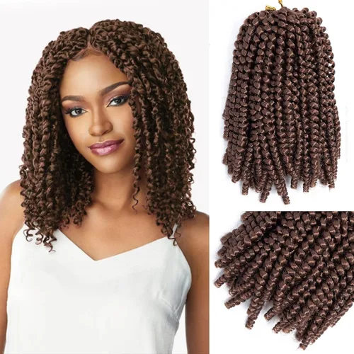 Miniatura 9 de Cabello trenzado de resorte de 8 pulgadas, 6 paquetes de cabello trenzado de resorte para trenzas de mariposa, extensiones de cabello suave de fibra