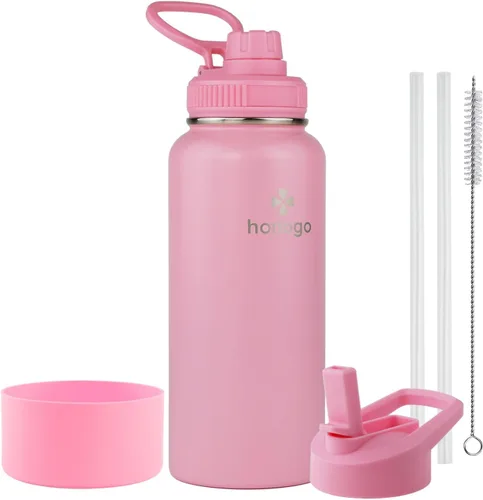 Miniatura 7 de Botella de agua aislada de 64 onzas con tapa de popote y tapa de boquilla, jarra de agua de medio galón de acero inoxidable con mango de paracord