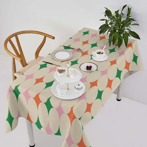 Miniatura 25 de Mantel retro moderno de mediados de siglo, diseño de colores retro de los años 50, resistente al agua, mantel lavable para cocina, comedor, fiesta