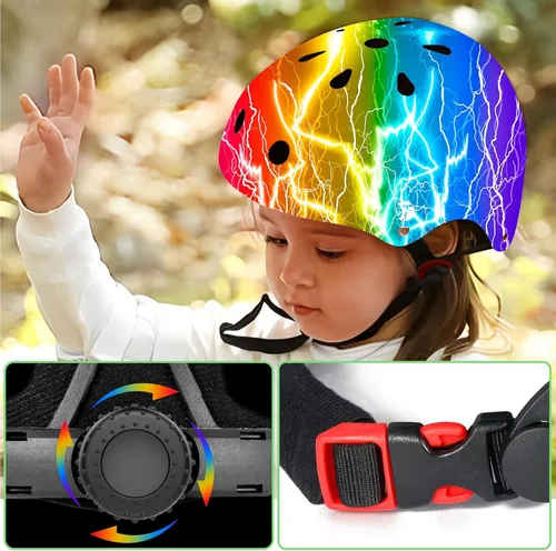 Miniatura 4 de Casco de bicicleta ajustable con gradiente de color para niños pequeños de 3-5-8-14+ años, niñas y niños. Casco para monopatín y bicicleta