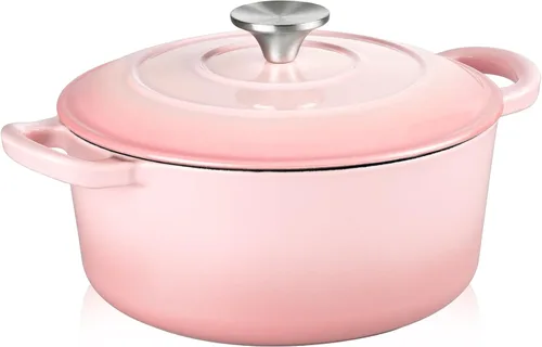 Miniatura 17 de TeamFar 6QT Horno Holandés con Tapa, Olla de Cocina de Hierro Fundido Esmaltada Antiadherente para Guisar, Hornear, Brasear, Apto para Varias Azul