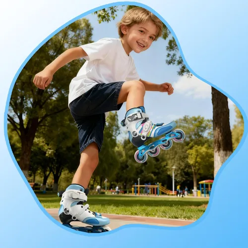 Miniatura 7 de Patines en línea para niñas y niños, patines de fibra de carbono de rendimiento para niños de 4 a 12 años con ruedas de poliuretano, divertidos
