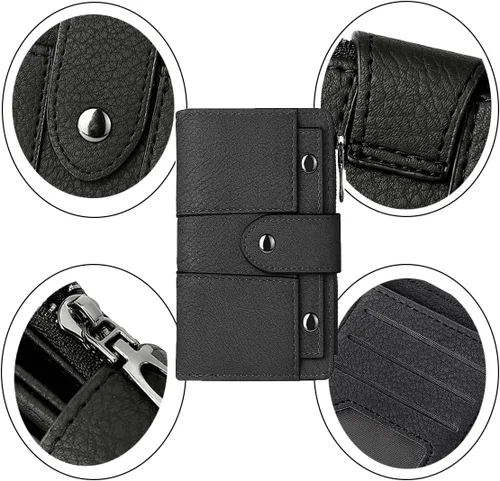 Miniatura 4 de Cartera pequeña de cuero para mujer con bloqueo RFID y ventana para identificación, Gris oscuro, Classic