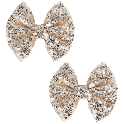 Miniatura 9 de Love Fairy - Horquilla con lazo con brillantina, una pinza para el cabello con lazo de lentejuelas brillantes, 5 pulgadas, perfecta para niñas, Negro
