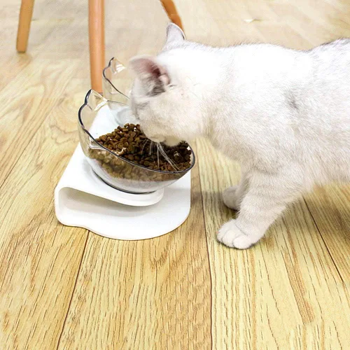 Miniatura 3 de Luck Dawn Cuenco elevado para gatos con soporte elevado, diseño inclinado de 15 grados, soporte protector de cuello elevado para alimentos