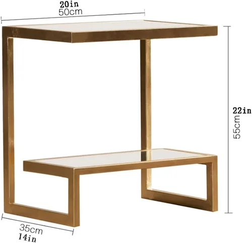 Miniatura 3 de Mesa de Centro Mesa de centro en forma de G, mesa auxiliar cuadrada creativa, parte superior de vidrio y metal con acento e acento decorativo