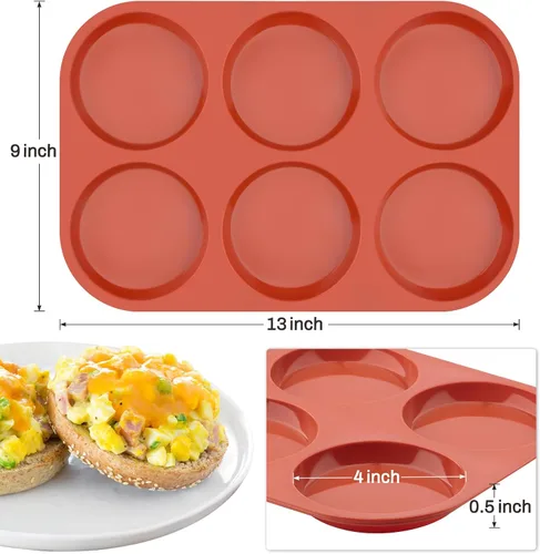 Miniatura 2 de Ocmoiy Molde de silicona para huevos de 4 pulgadas para sándwiches de desayuno, paquete de 3 moldes antiadherentes de silicona jumbo para panecillos
