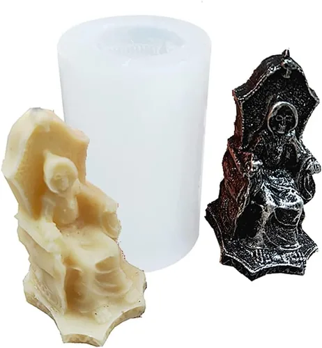 Cestony Moldes de silicona para velas de esqueleto y trono de la muerte, para hacer velas, pilar de resina, aromaterapia, cera, jabón, muestras de