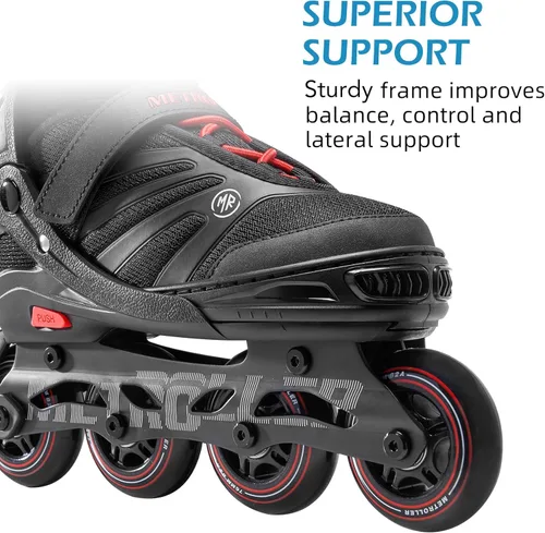 Miniatura 2 de METROLLER Patines en línea para mujeres, patines en línea ajustables para adultos, para adolescentes y niños Rojo