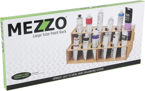 Miniatura 6 de Mezzo Artist Paint and Brush Rack - Soporte de Escritorio Multicapa de Laminado Veteado de Madera Organizador de Almacenamiento y Exhibición