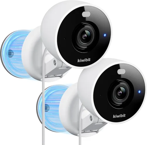 Kiwibit Cámara de seguridad 2K interior/exterior, cámara para mascotas, monitor de bebé, montaje magnético, detección de IA, visión nocturna a Blanco