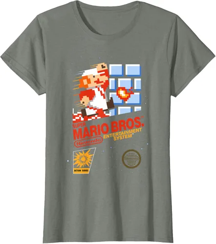 Miniatura 10 de Super Mario Dashin - Camiseta gráfica de acción, ajuste clásico, cuello redondo, color negro
