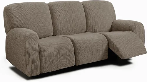 Miniatura 38 de ULTICOR - Juego de 8 fundas para sofá reclinable de jacquard, fundas para sofá reclinable elásticas para 3 cojines, gruesas, suaves, lavables Gris