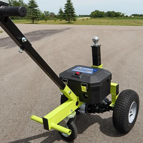 Miniatura 7 de Tow Tuff Plataforma rodante eléctrica para remolque con neumáticos de 13" y rueda giratoria de 8", capacidad de 3500 lb, verde - Altura de bola
