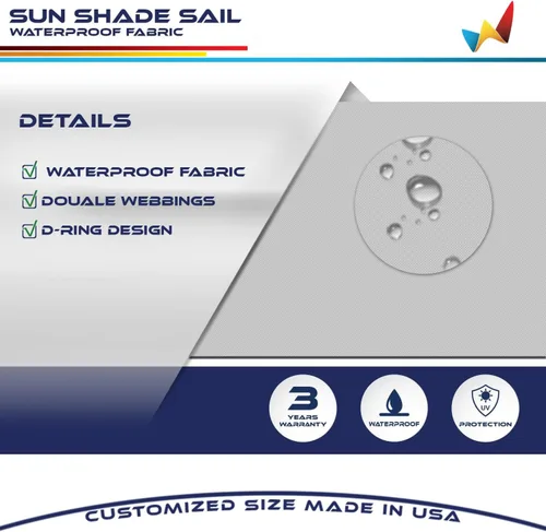 Miniatura 3 de Windscreen4less Vela de Sombra Solar Impermeable de 10'x10' Rectangular Cubierta de Toldo con Bloqueo UV para Patio Trasero, Terraza, Cubierta, claro
