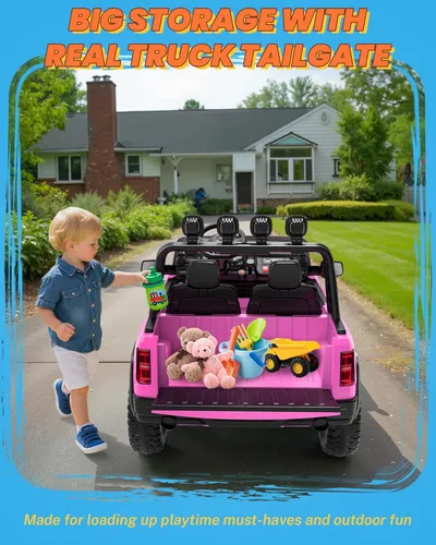 Miniatura 5 de ENYOPRO Juguetes Montables de 24V para Niños de 4-8 Años, Carro Montable para Niños RAM 1500 RHO con Licencia de 2 Asientos con Control Remoto