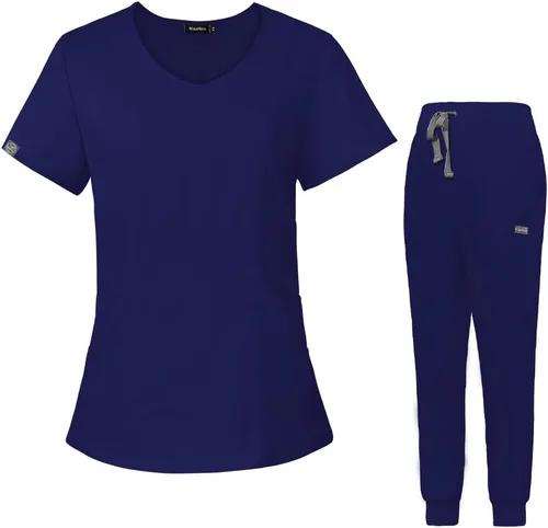 niaahinn Conjunto de uniforme médico para mujer, uniformes de enfermería, cuello en V, camiseta médica y pantalones deportivos