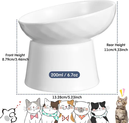 Miniatura 2 de Tanlade 4 cuencos elevados de cerámica para gatos, cuenco elevado inclinado para gatos para agua de alimentos, sin estrés, prevención de reflujo