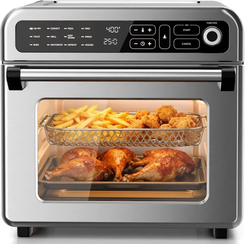 Kismile Combo de horno tostador de freidora de aire de 18 cuartos de galón, horno de convección de encimera 12 en 1, temperatura ajustable de 70 a