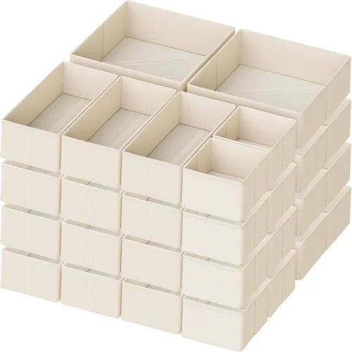 Criusia Organizador de cajones de ropa, paquete de 24 organizadores de aparador para ropa de bebé, ropa interior, calcetines - organizadores Beige