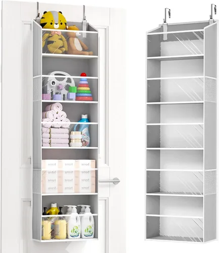 Miniatura 10 de ULG Organizador para colocar sobre la puerta, 5 niveles extra grande para colgar con 10 bolsillos de malla, organizador de puerta para guardería