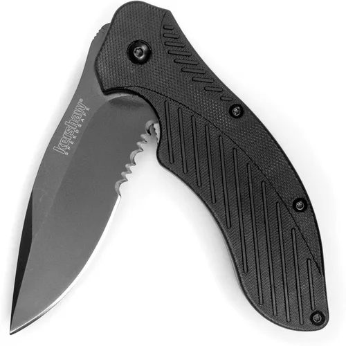 Miniatura 2 de Kershaw - Cuchillo de bolsillo de choque, dentado negro (1605CKTST); hoja de acero inoxidable de 3.1 pulgadas con revestimiento de óxido negro